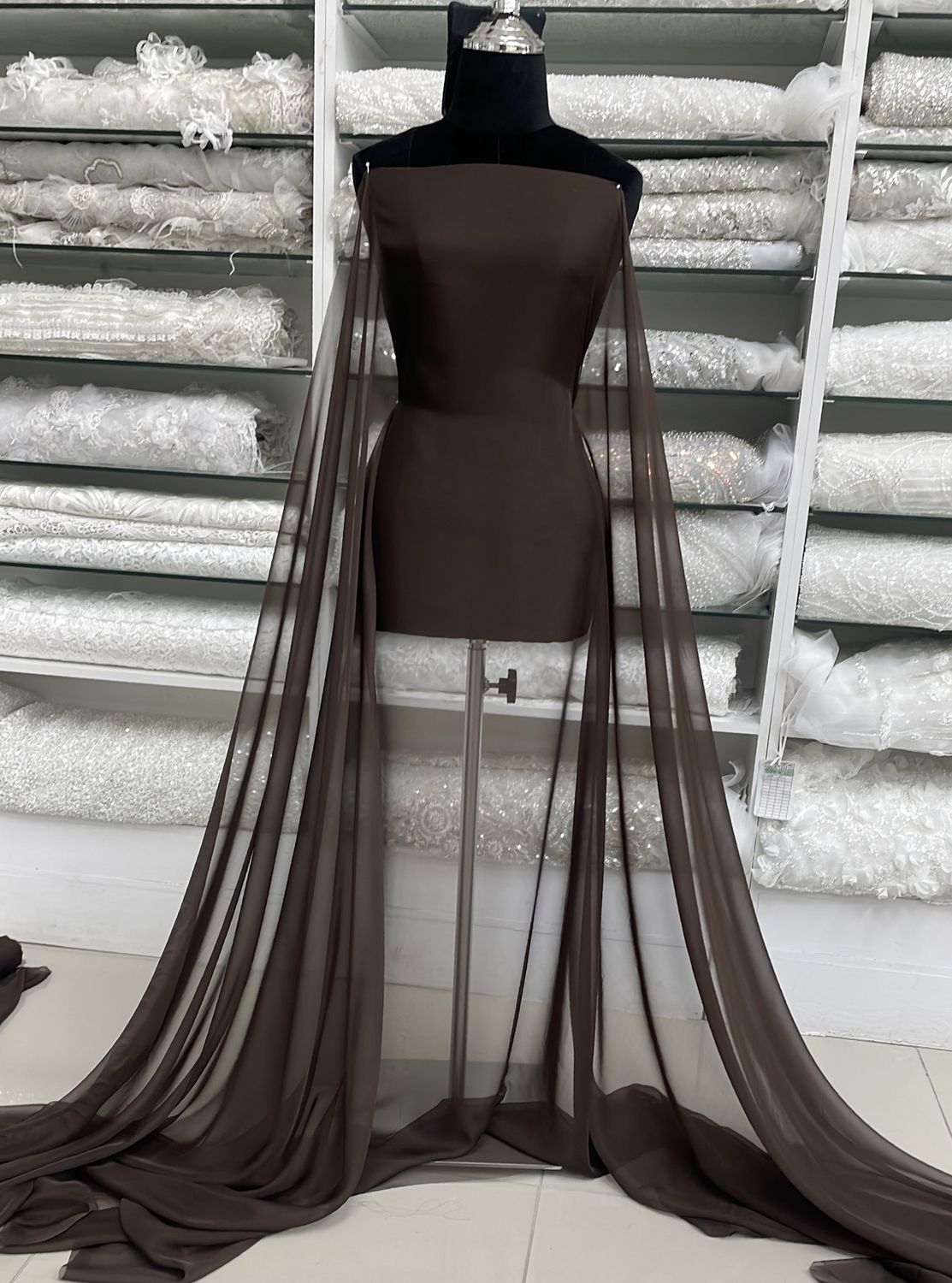 [ CHS-PO-1760-09 ] Silky Chiffon 150w Brown per Meter