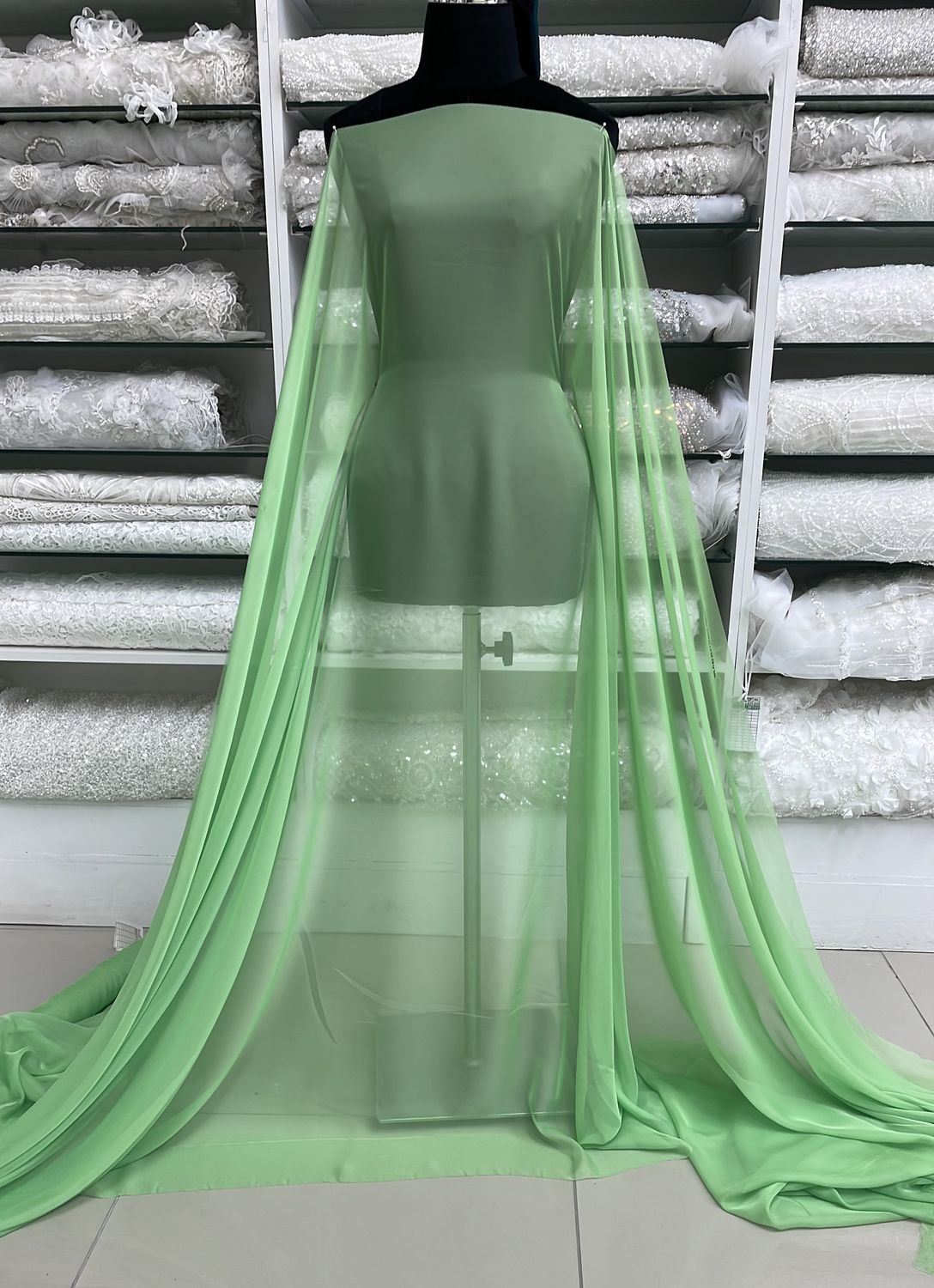 [ CHS-RJ-22 ] SILKY CHIFFON 150CM - APPLE GREEN per Meter