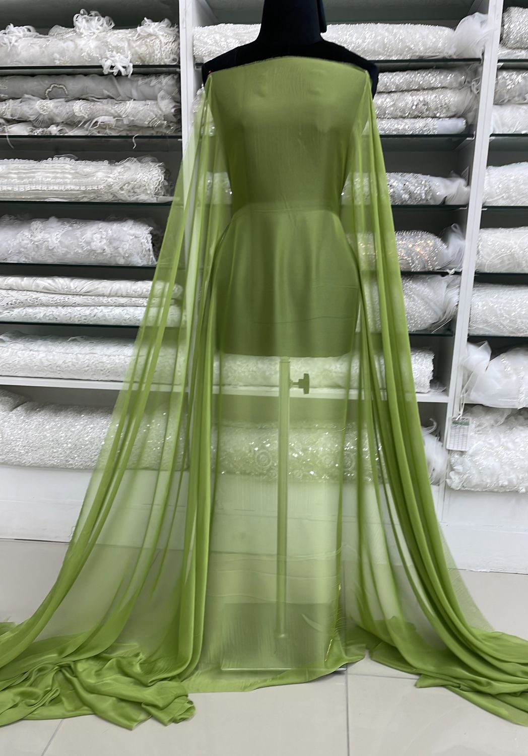 [ CHS-PO-1760-03 ] Silky Chiffon 150w Lime per Meter