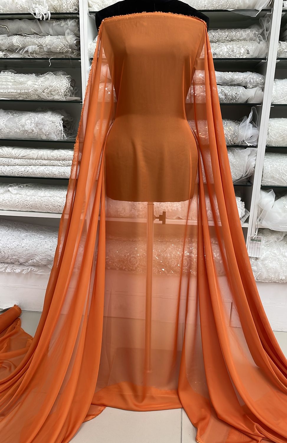 [ CHSD-MJ-8 ] CHIFFON SILKY DAMOR 150 ORANGE per Meter
