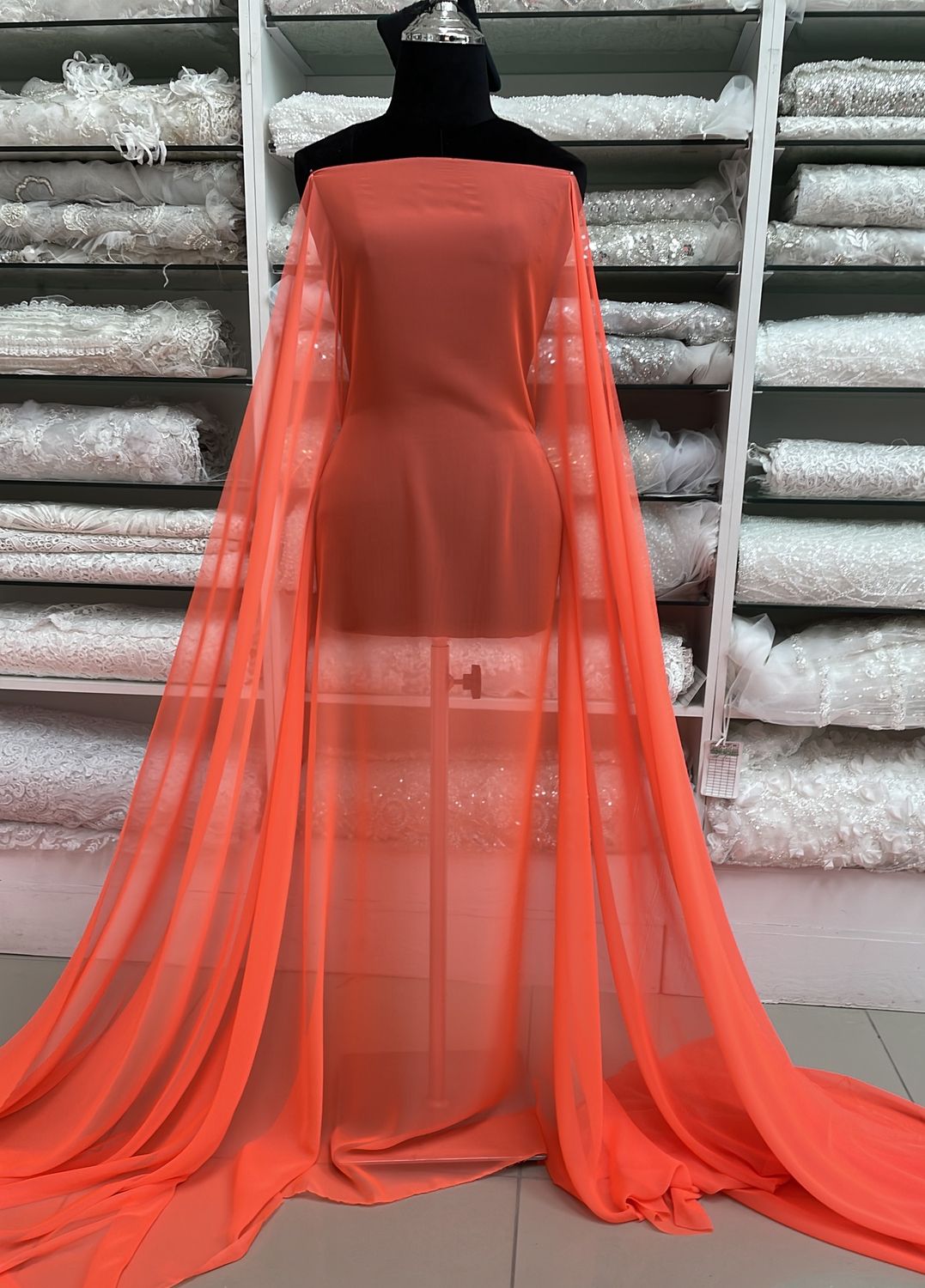 [ CHSI-JNJ-13 ] Silky Chiffon Italian 150-NEONORANGE per Meter