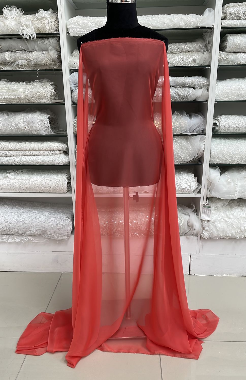 [ CHS-UF-CSO4-08 ] Chiffon Silky 148w - Coral per Meter