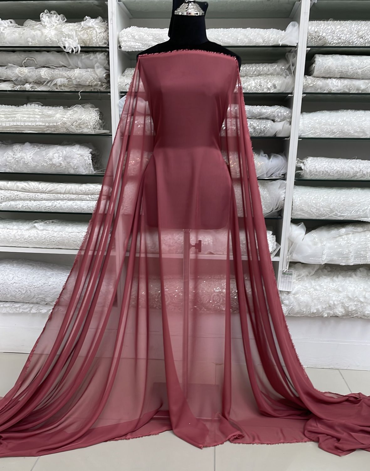 [ CHSD-MJ-24 ] CHIFFON SILKY DAMOR 150 REDWOOD per Meter