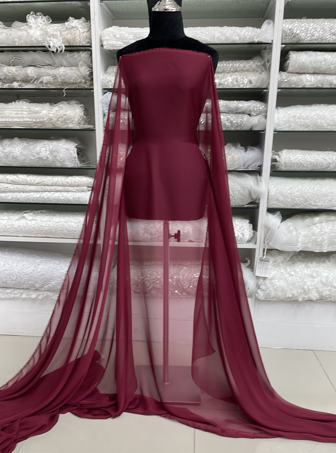 Chiffon [ 21305 ] Chiffon Plain Dyed -30D/150/5g/MAROON per Meter