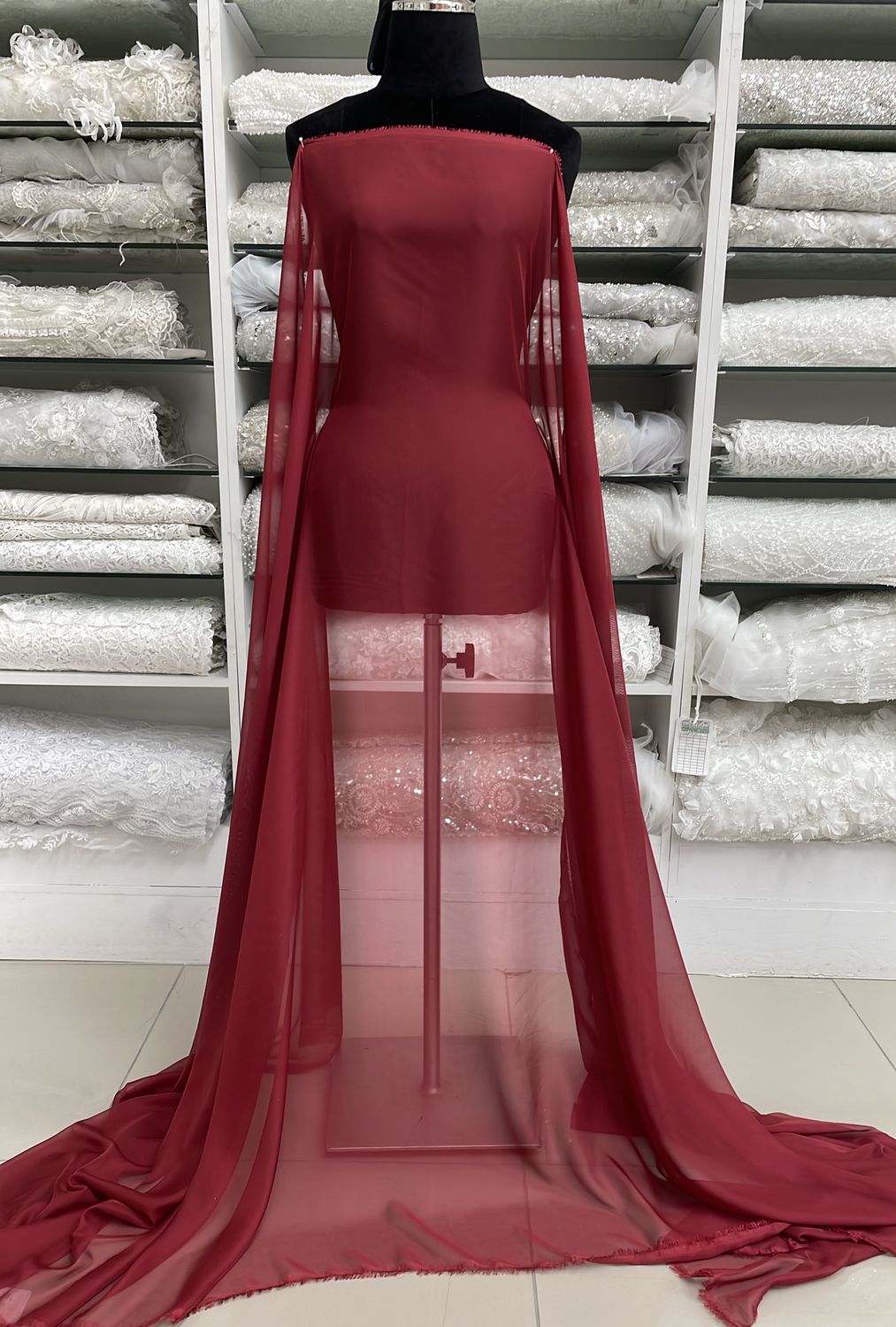 [ CHSD-MJ-5 ] CHIFFON SILKY DAMOR 150 RUBY RED per Meter