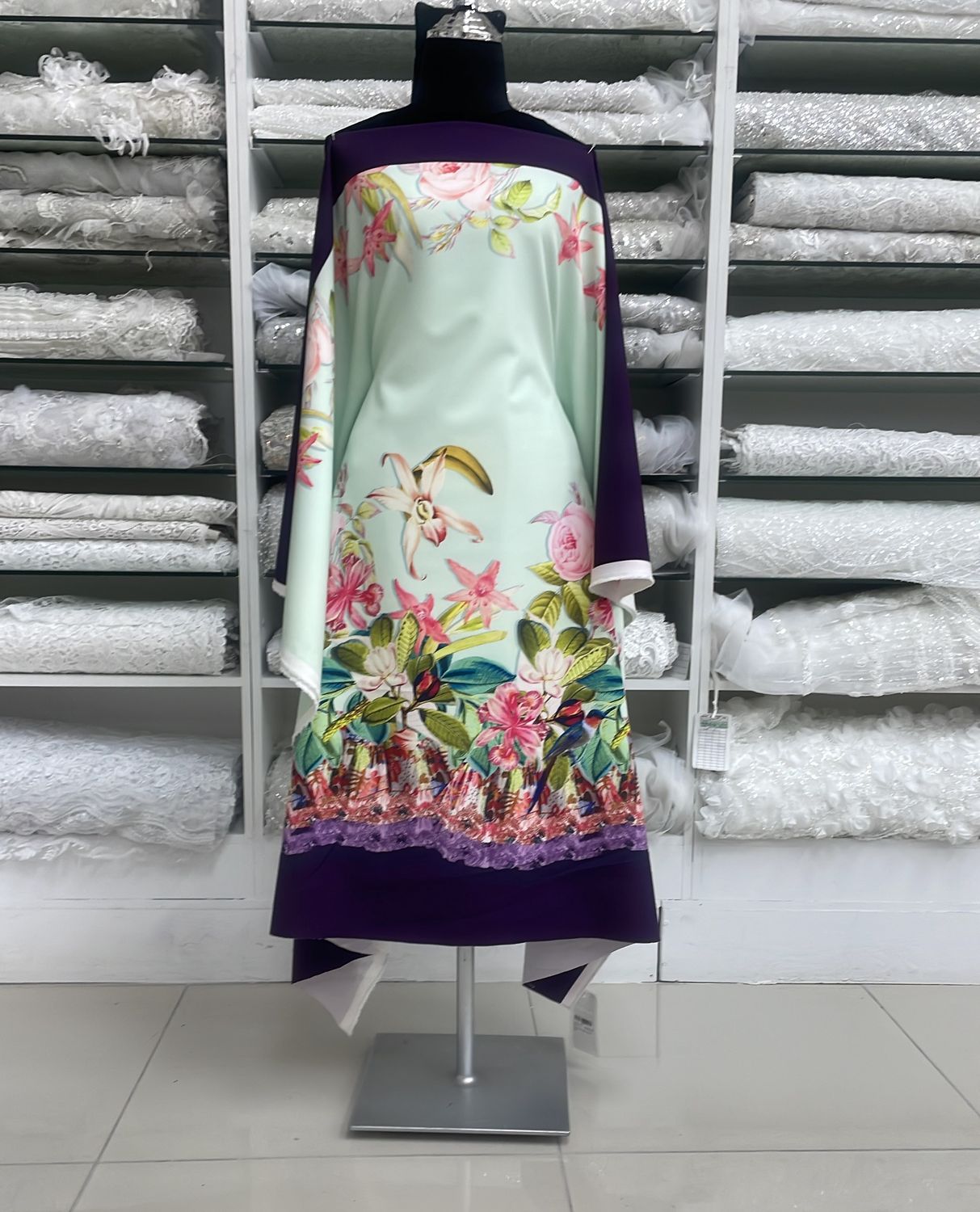 [ 14657 ] Knit Scuba Printed/150cm/5g/Purple per Meter
