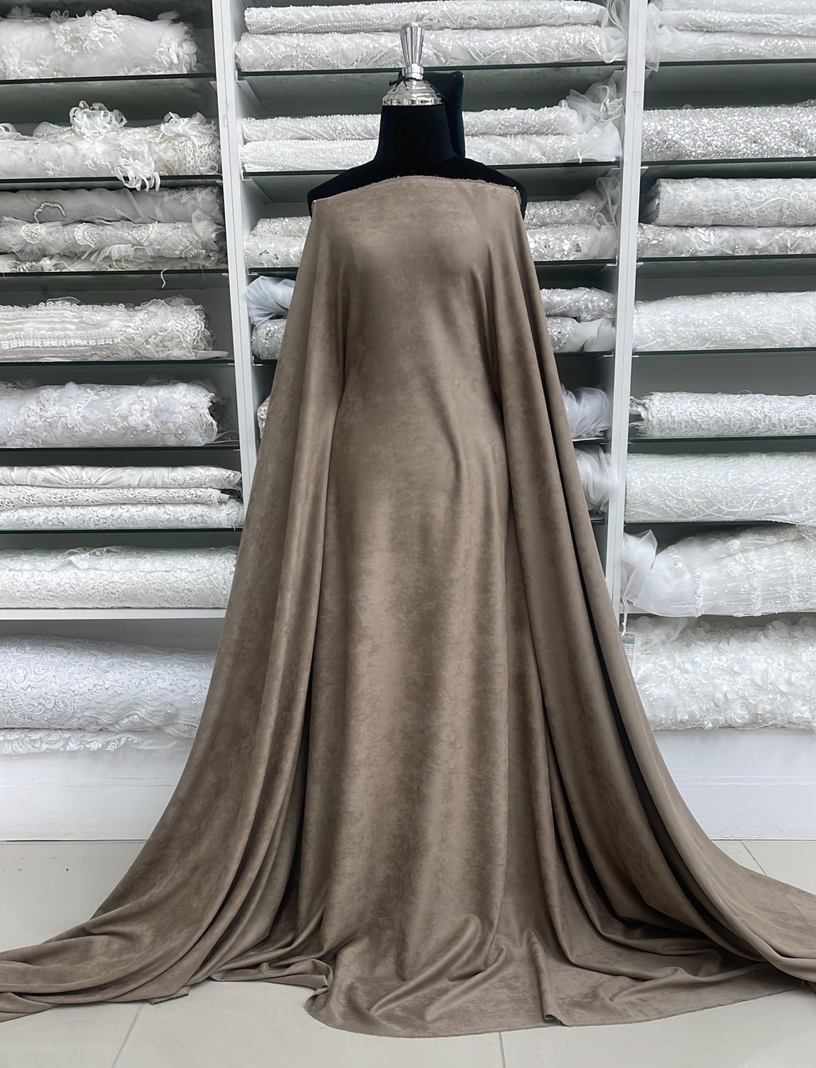[ SE-KN-0403-156 ] Suede-92PO8EA380GR-150cm-TAUPE per Meter