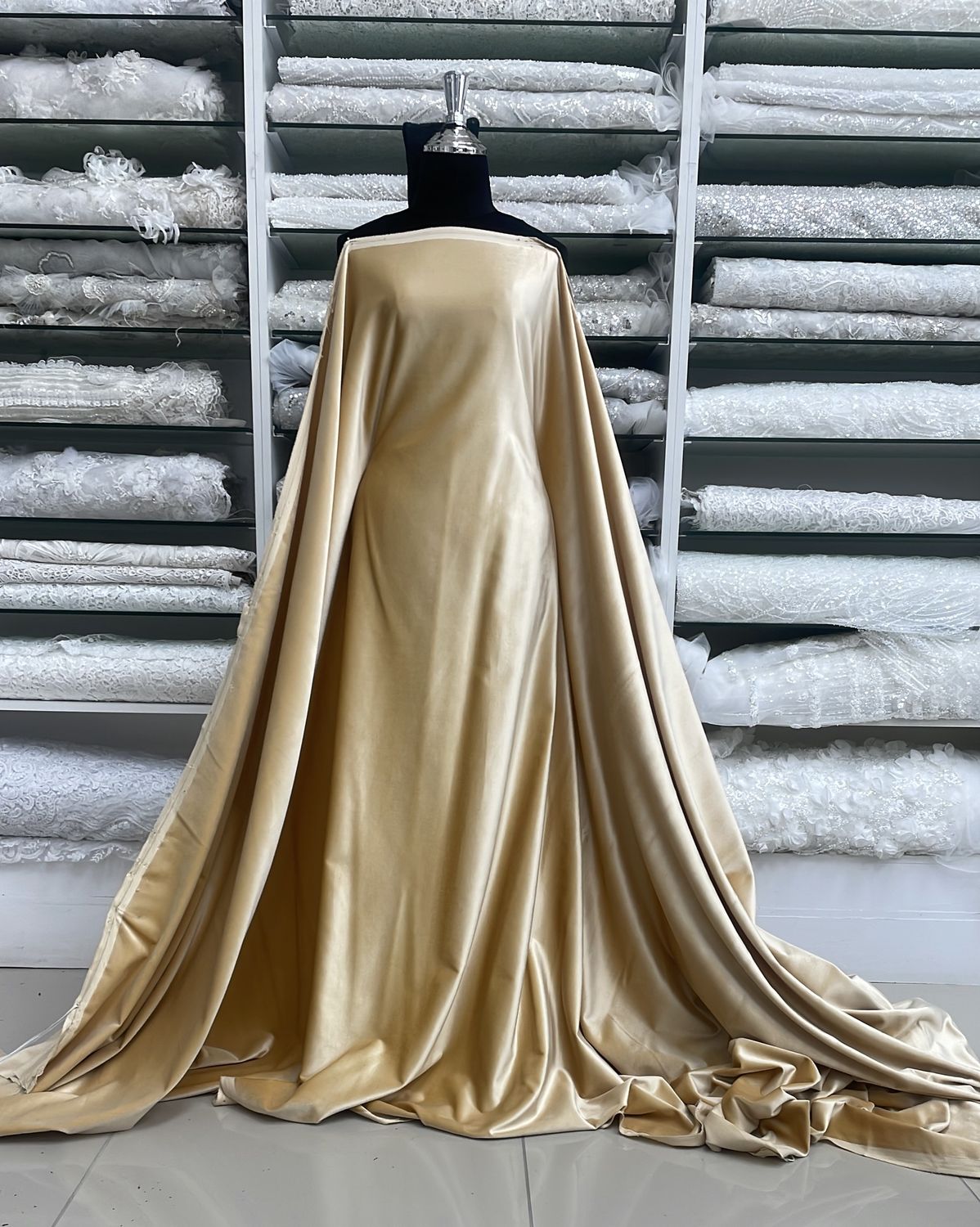 [ CVS-YD-MIT-5004 ] Cotton Velvet Sheen 160- Champagne per Meter