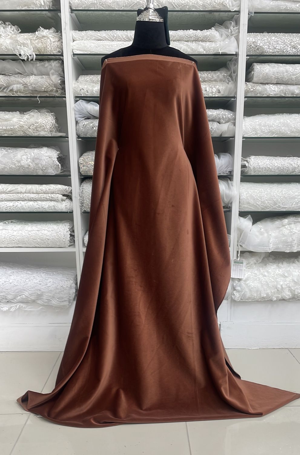 [ 15991 ] Velvet Cotton Plain Dyed/150cm/5g/BROWN per Meter