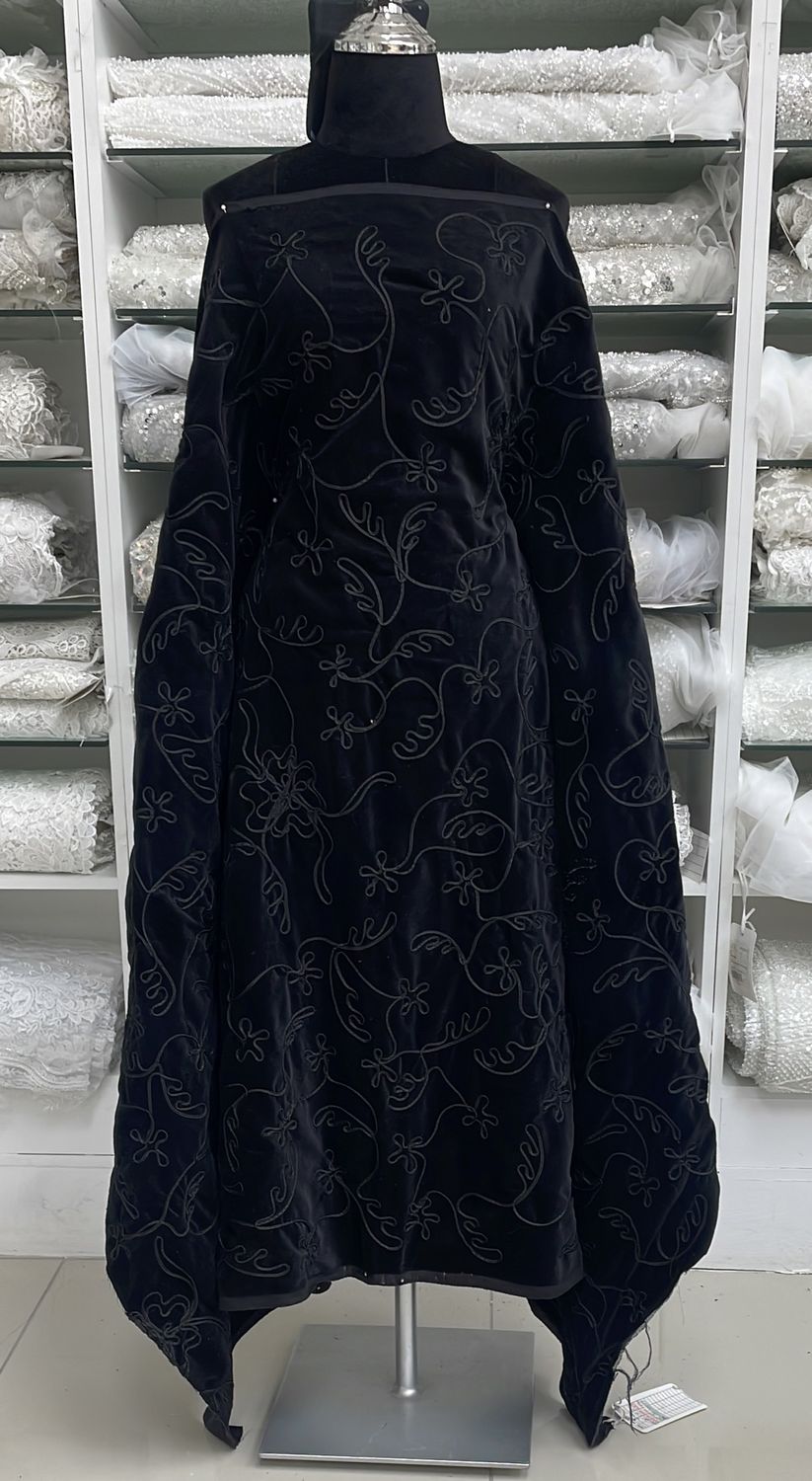 [ COVC-MA-1 ] Cotton Velvet Corded 115 w Black per Meter