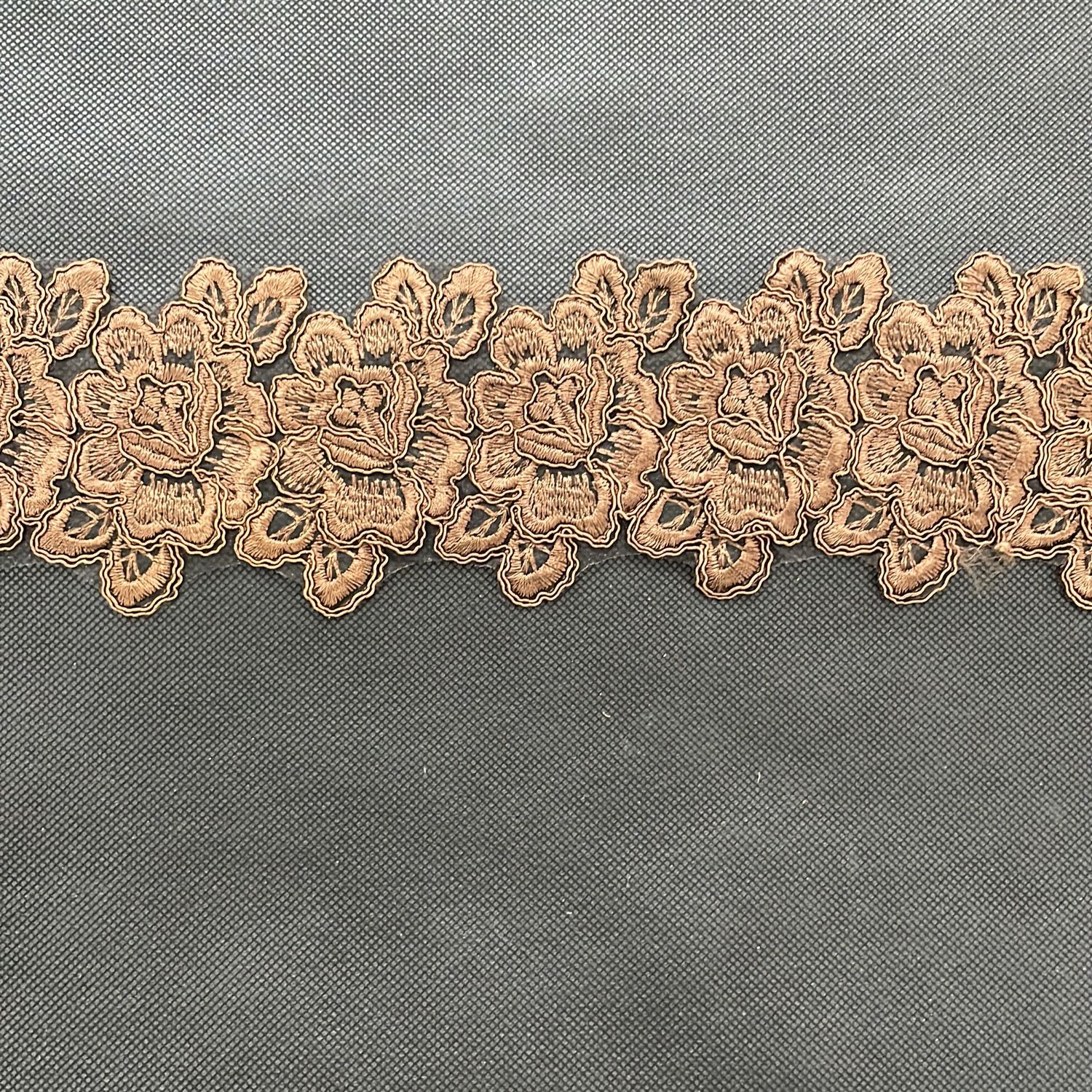 [ BR-ATD-X1018-1 ] Braid Fancy Flower - 9cm - Brown per Meter