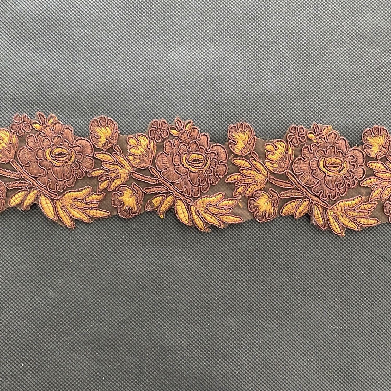 [ BR-ALM-14-37 ] Braid Floral 5 5cm - BROWN per Meter