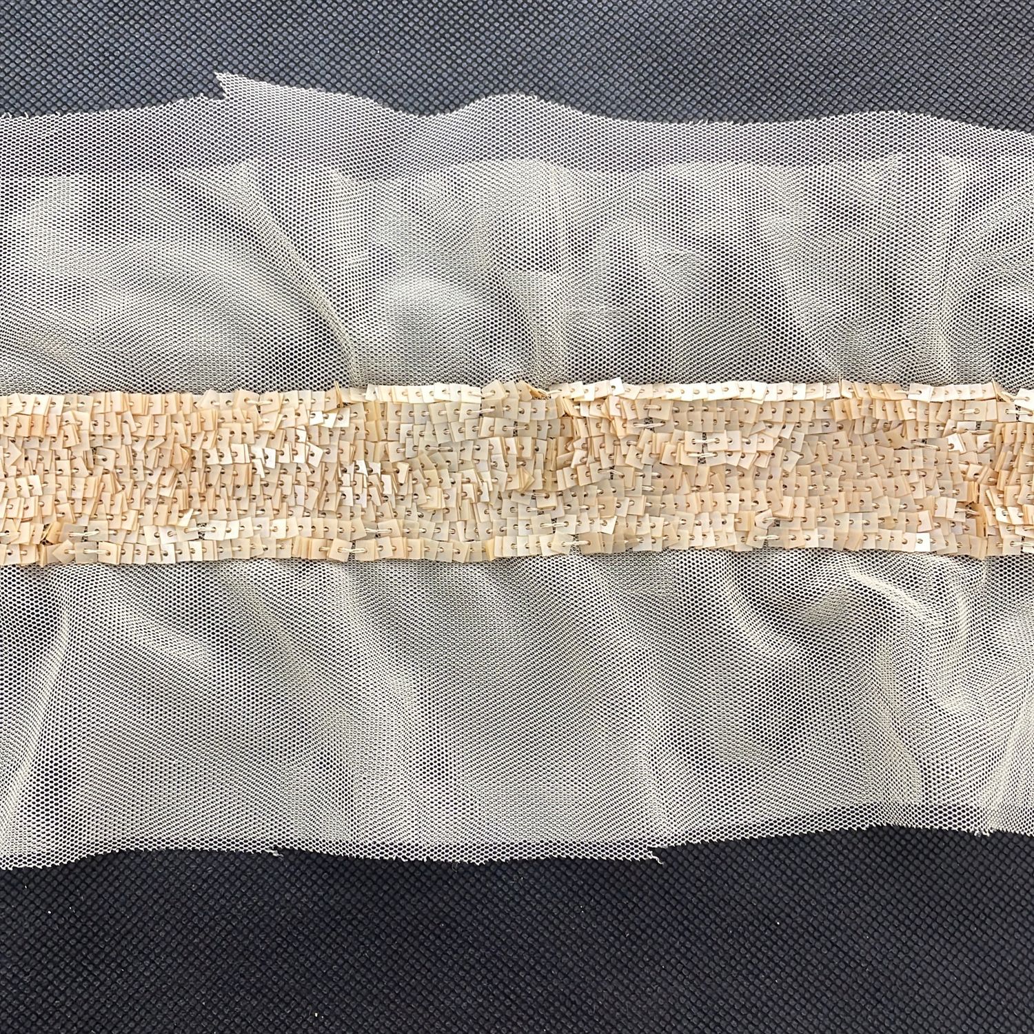 [ BBT-E-21316-BC ] Braid Beaded Tulle - 7cm - butter cup per Meter