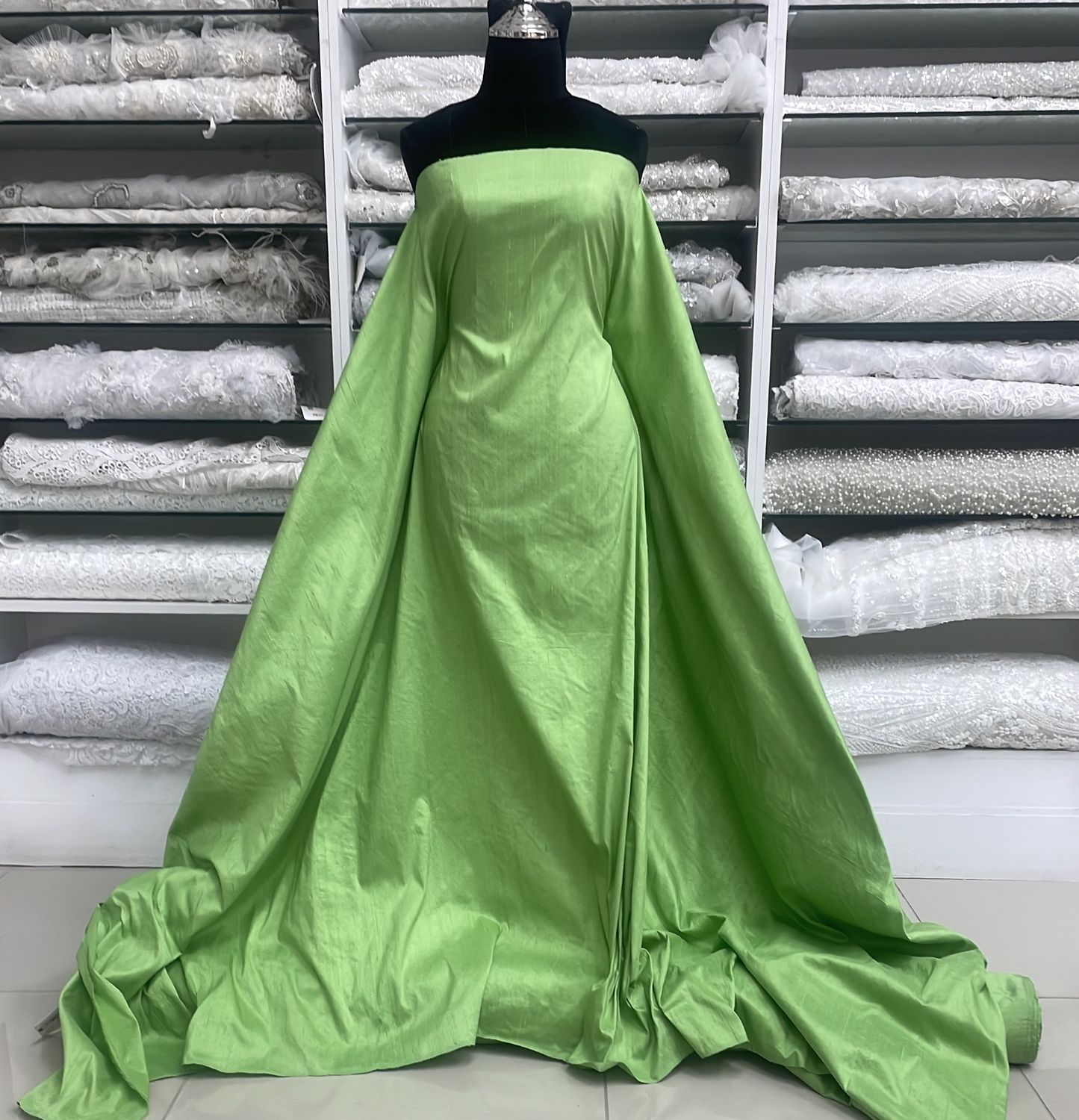 Silk Dupion [ SDI-AI7164-2009 ] Silk Dupion Indian 135 w Lime per Meter