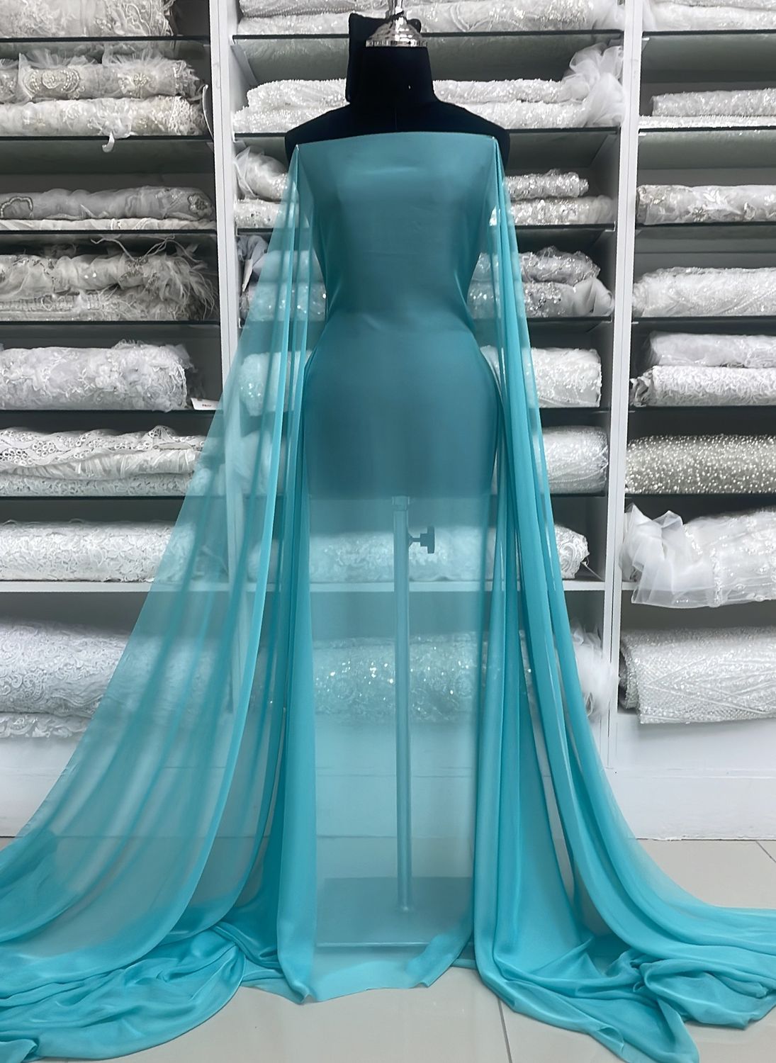 Chiffon 30D Silky Chiffon-per m-150-90-Aqua