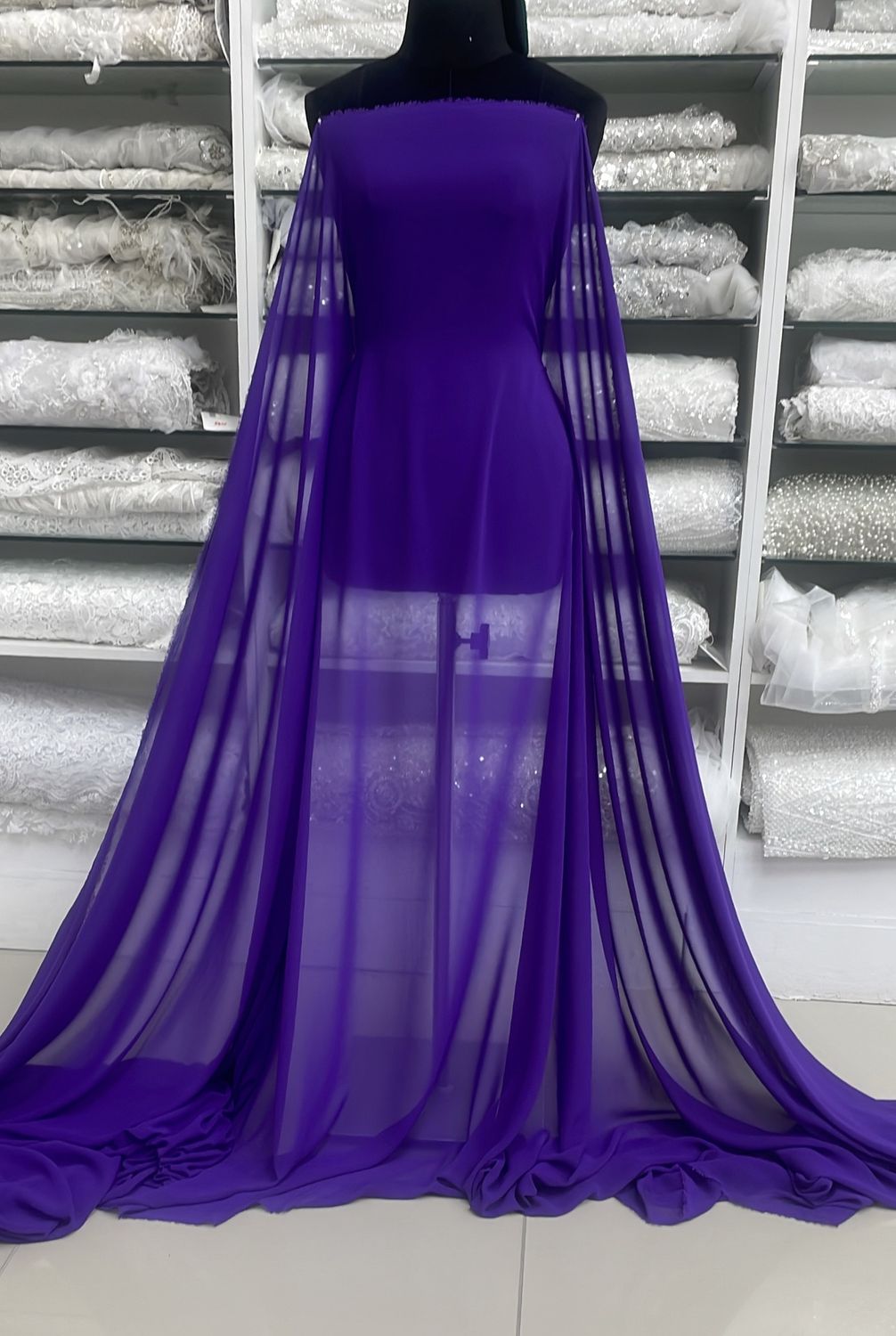 Chiffon [ CHC-LO-0515-66 ] Chiffon Cadena150cm-VIOLET per Meter