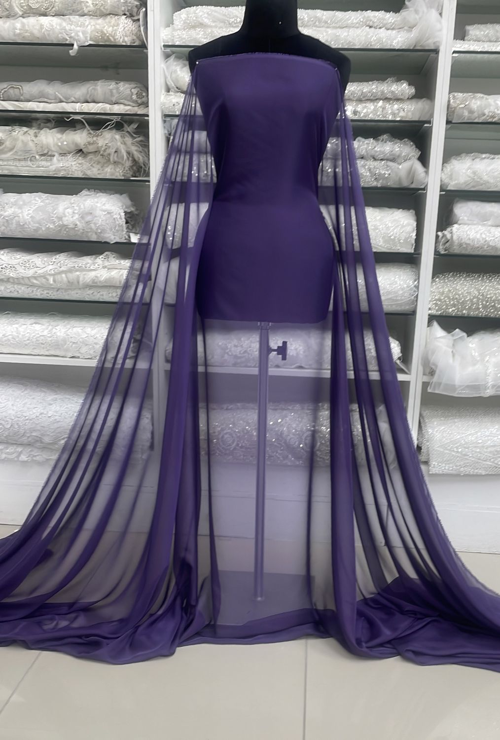 Chiffon [ CH30D-MHJ-M1148 ] Chiffon 30D 150w Egg plant per Meter