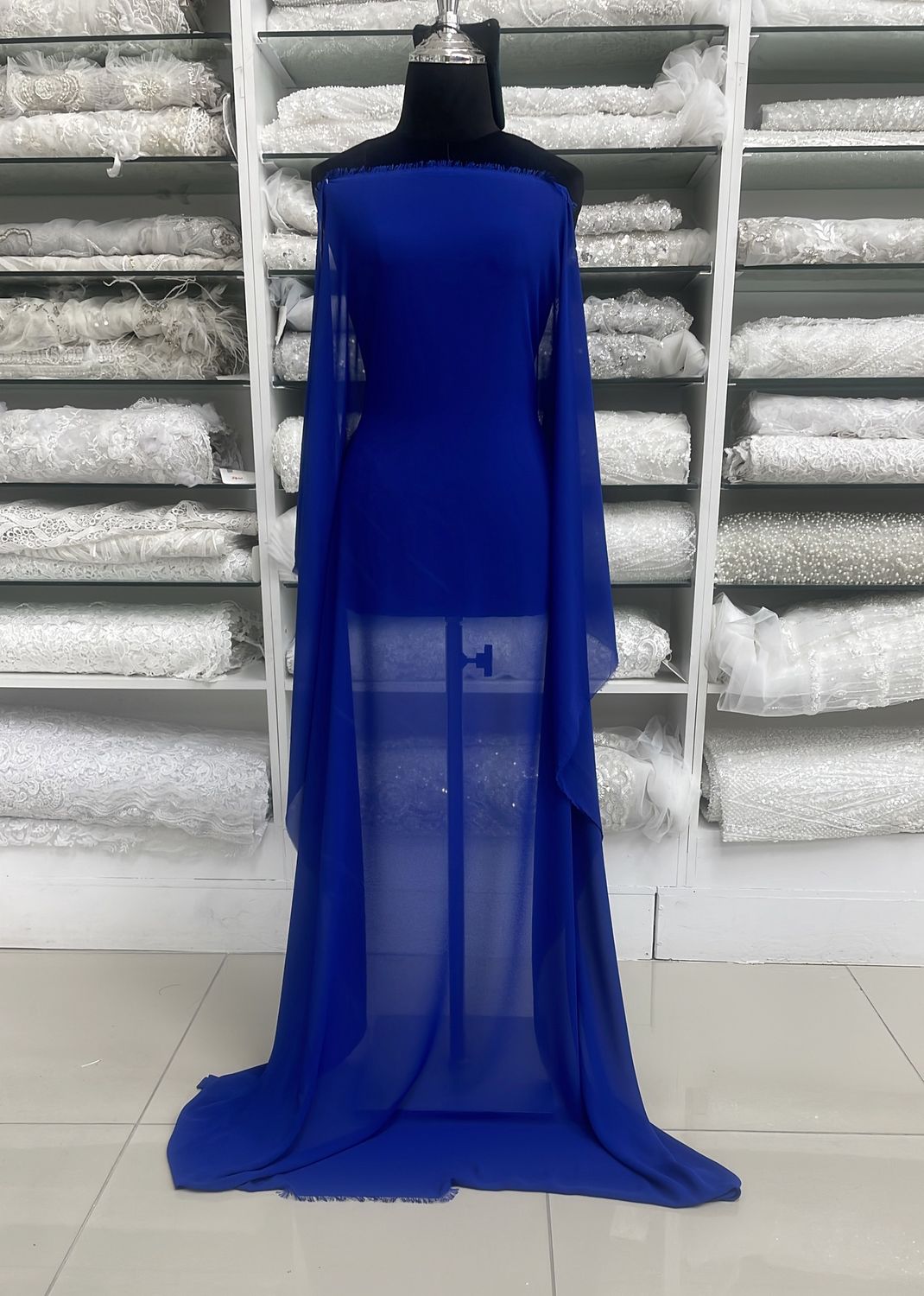 [ CRCHMHJSSCN308 ] Crepe Chiffon 150w Royal blue per Meter