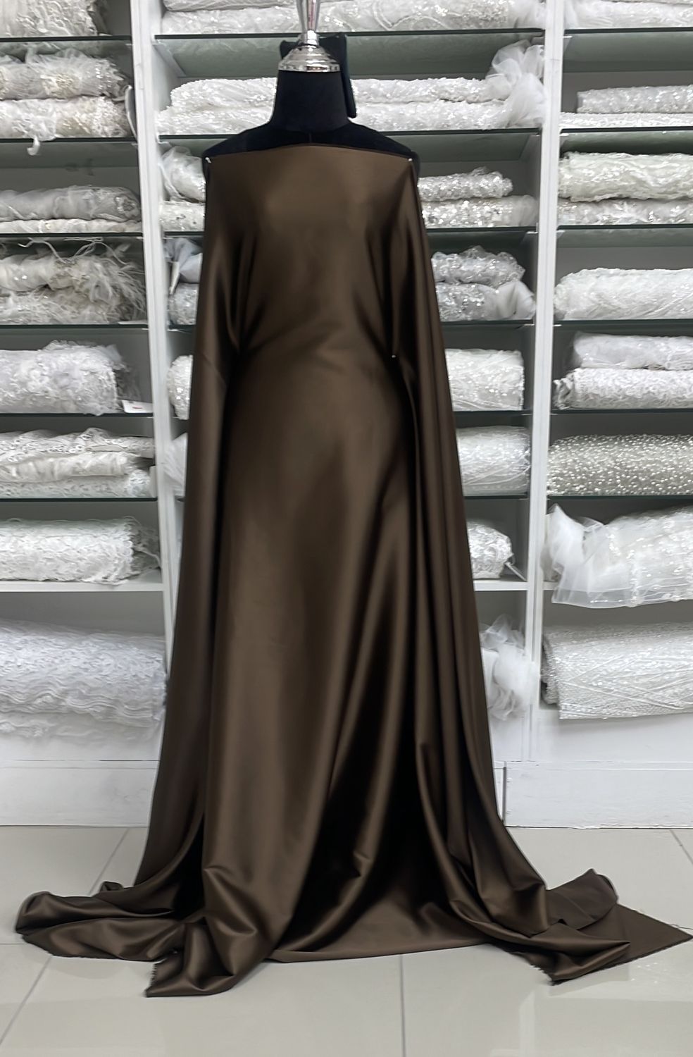 [ 24678 ] MILANO Satin Stretch-Lux-RU-150-10-Chocolate per Meter