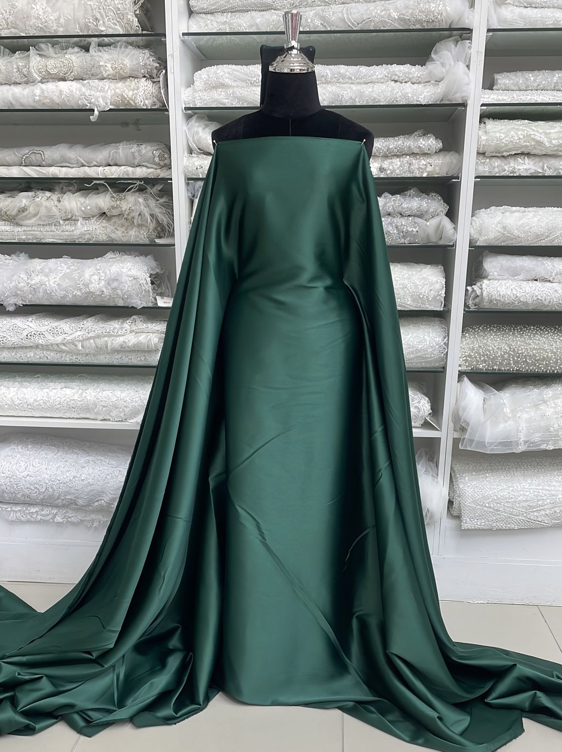 [ 25216 ] MILANO Satin Stretch-Lux-150cm-124-HUNTERS GREEN per Meter