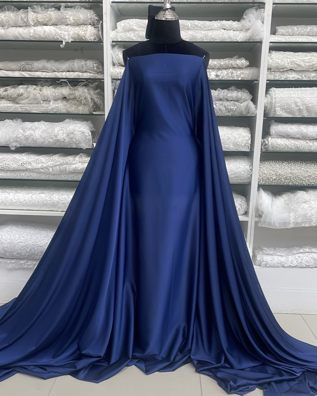 [ 23520 ] SSA-Satin Stretch ARMANI PD -150-FRENCH NAVY-55 per Meter