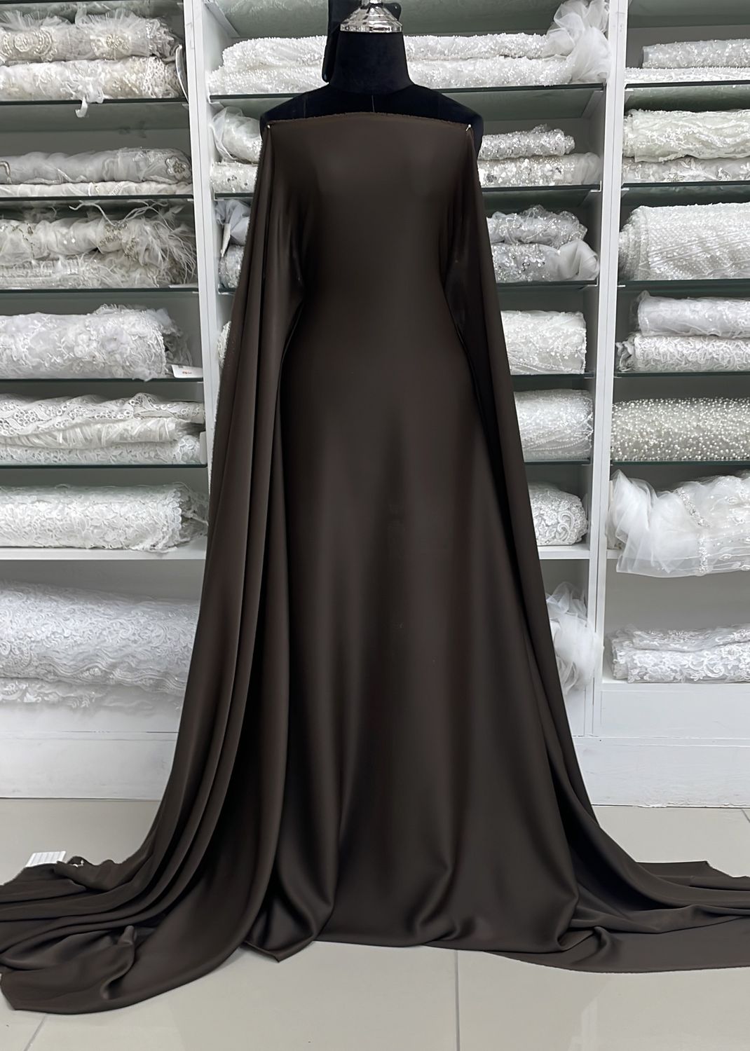 [ CR-CA-6012-424 ] Crepe Cadine 140cm - Dark Brown per Meter