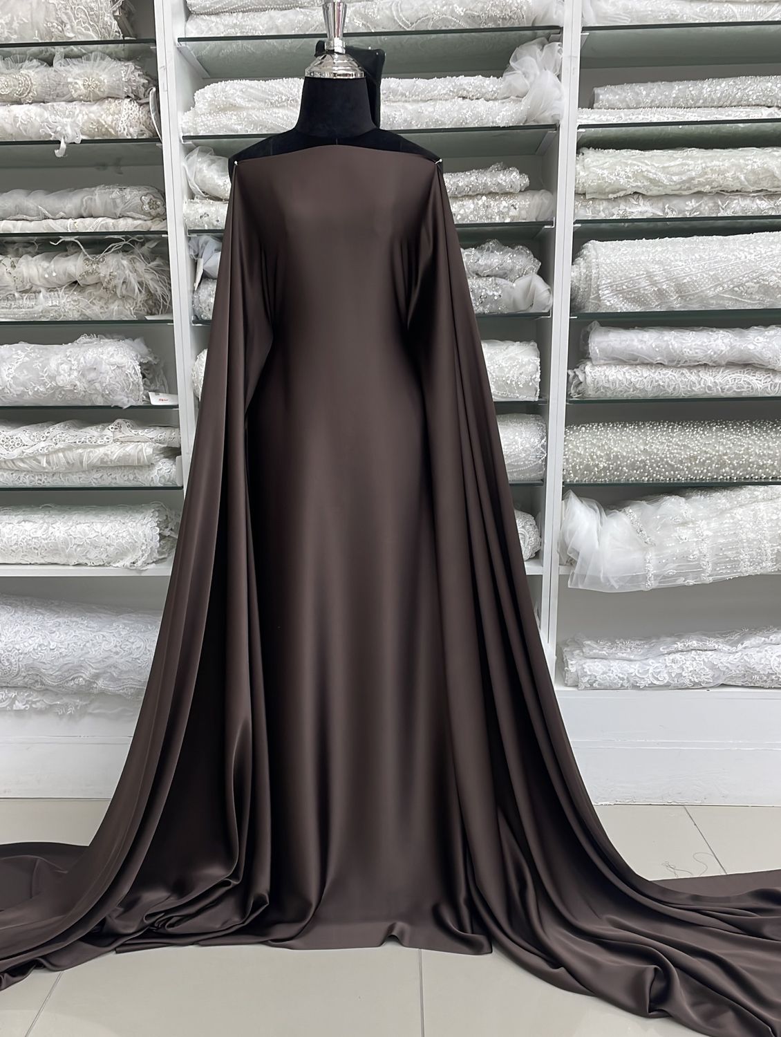 [ CSI-RO-1504-6 ] Crepe Satin Infinity 150cm-CHOCOLATE per Meter