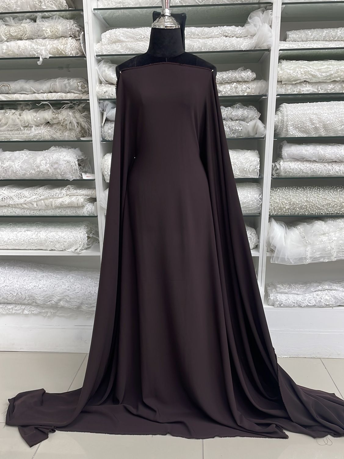 [ 15206 ] Crepe Victoria/150cm/5g/Chocolate per Meter