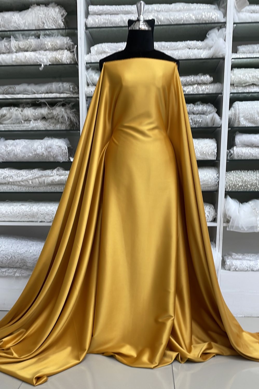 [ 23483 ] SSML-Satin Stretch MILANO-LUX PD -150-MUSTARD-10 per Meter