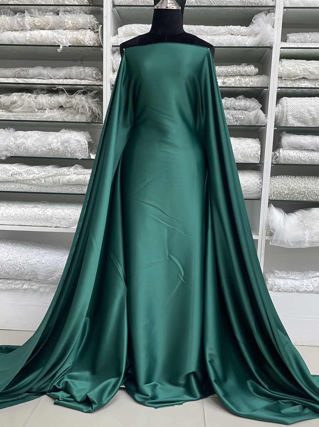 [ 25221 ] MILANO Satin Stretch-Lux-150cm-129-BOTTLE GREEN per Meter