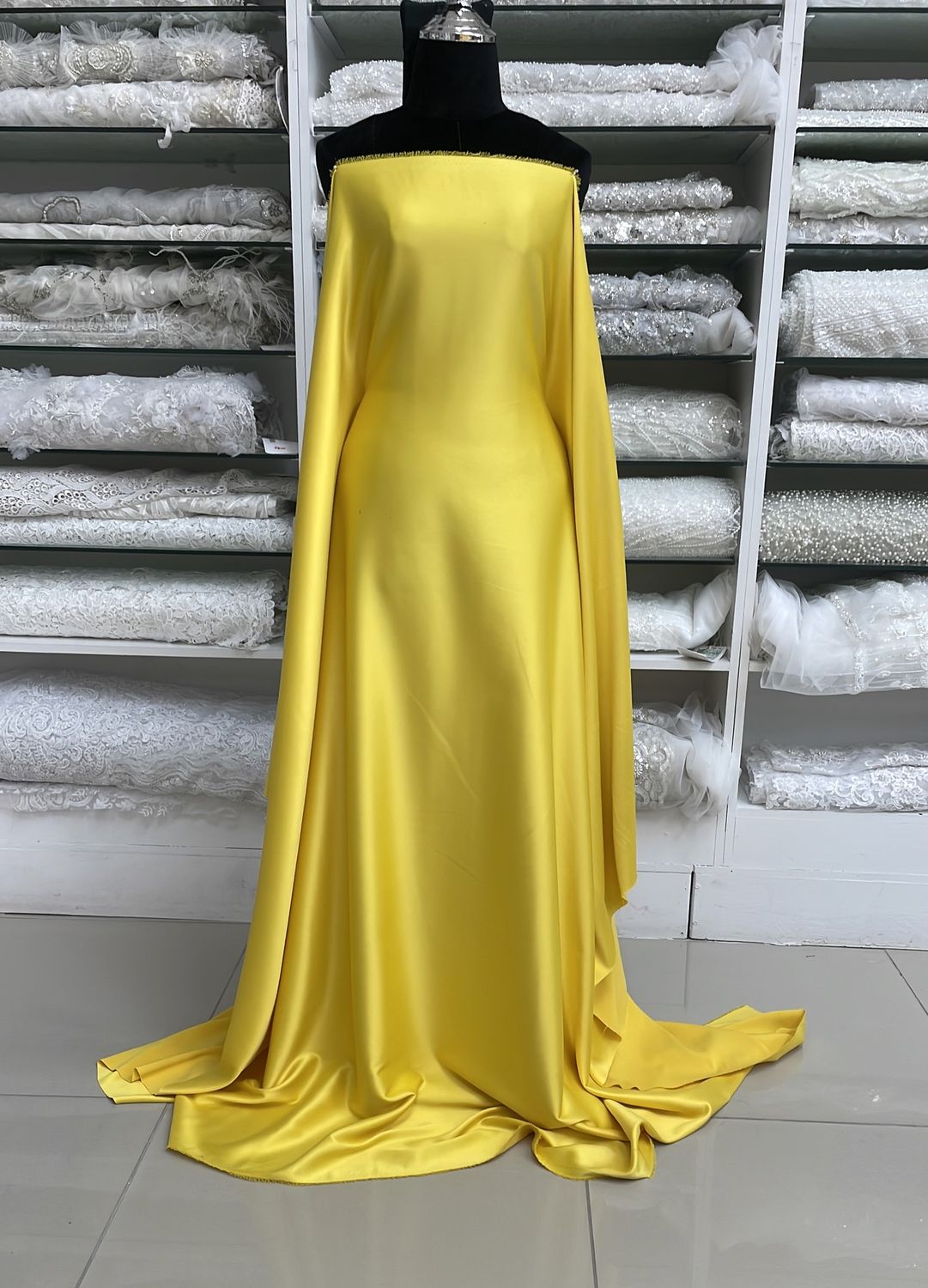[ 23492 ] SSML-Satin Str MILANO-LUX PD -150-CANYELLOW-COL 25 - per Meter