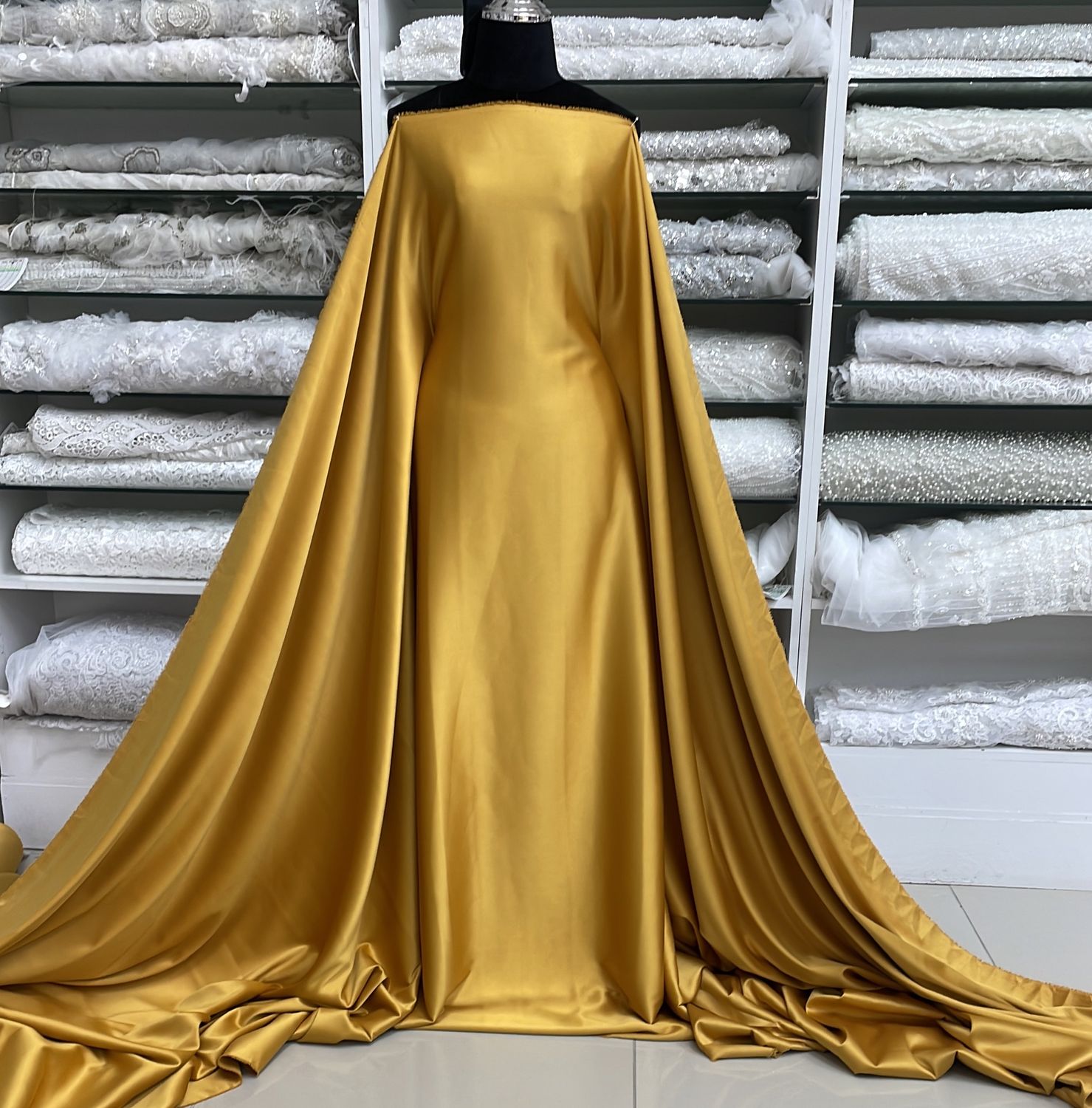 [ 25200 ] MILANO Satin Stretch-Lux-150cm-108-MUSTARD per Meter