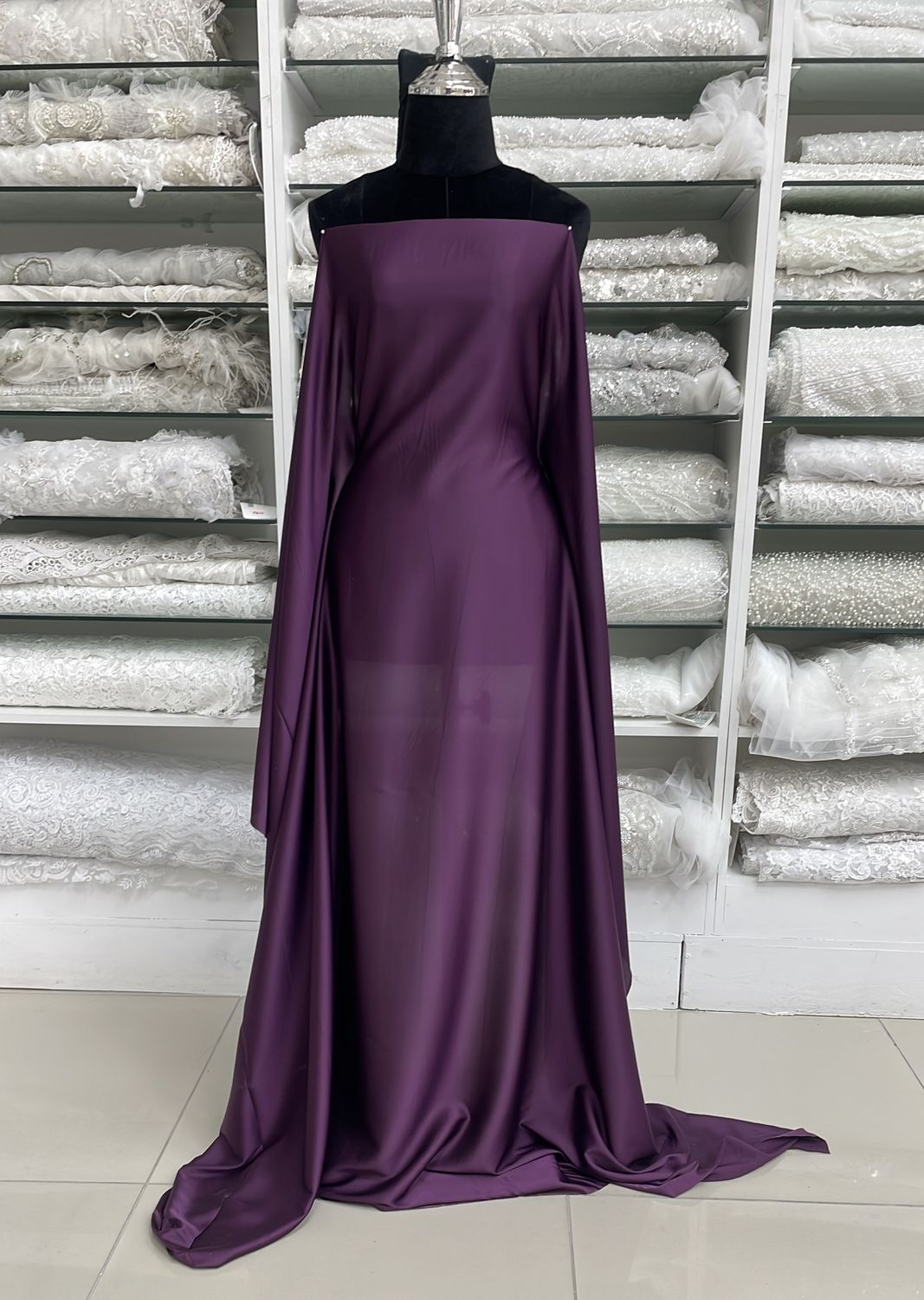 [ 17896 ] Satin Stretch Plain Dyed/150cm/5g/PURPLE per Meter