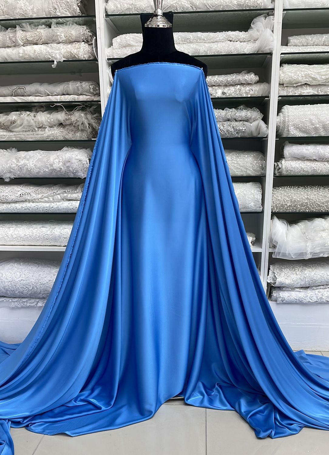 [ 25307 ] Armani Satin-150-531-Cendre Blue per Meter