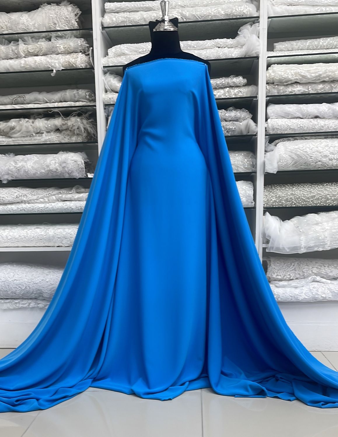 [ 15208 ] Crepe Victoria/150cm/5g/Blue per Meter