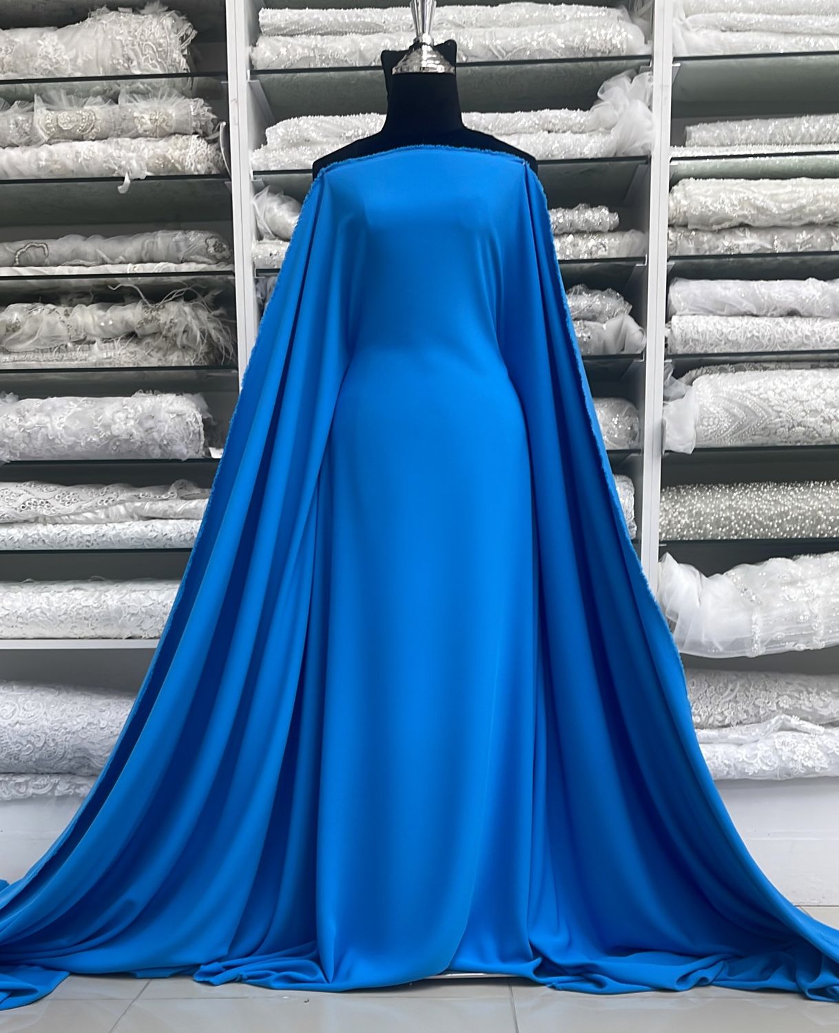 [ 15216 ] Crepe Victoria/150cm/5g/Turq per Meter