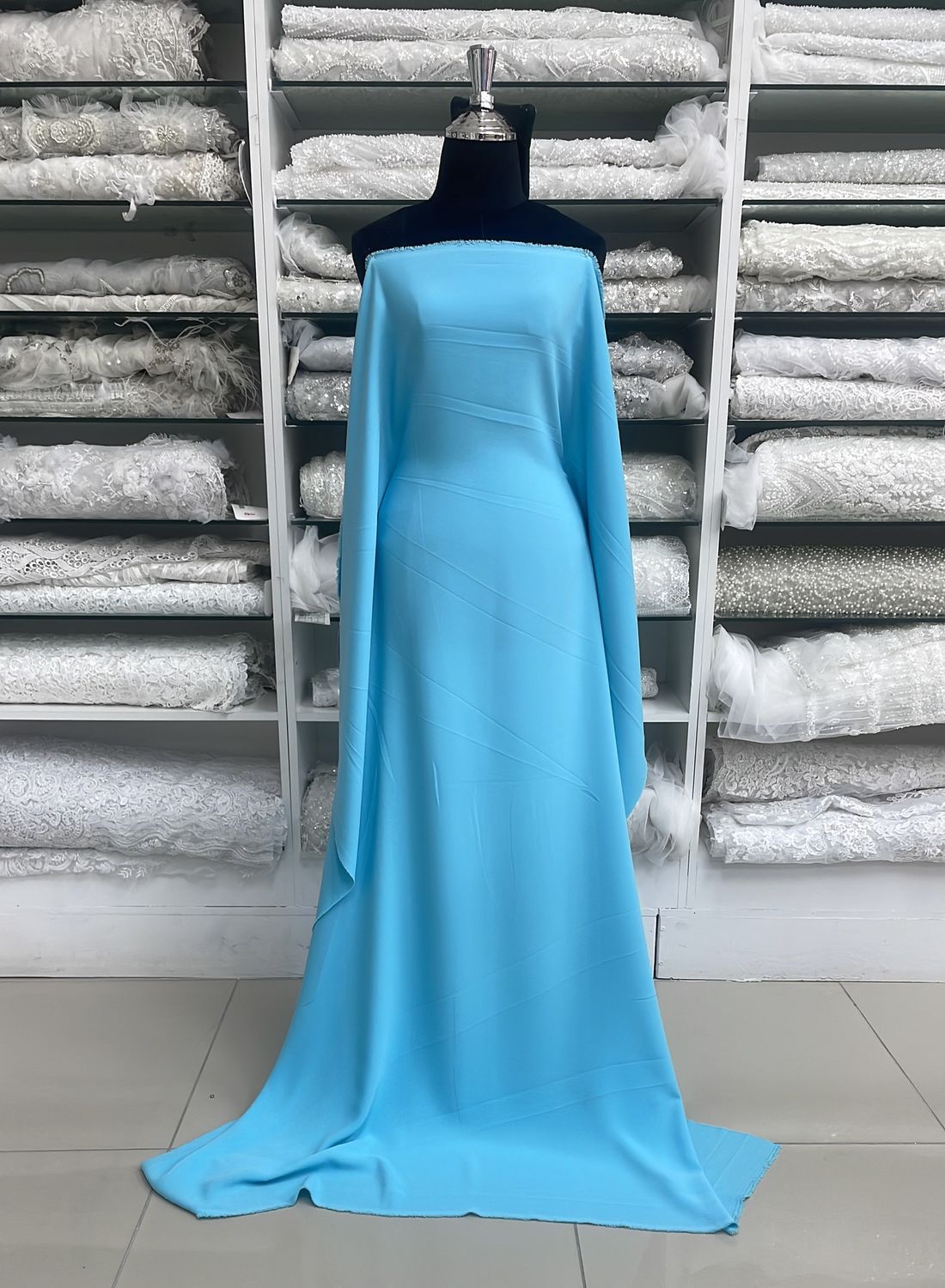 [ 15207 ] Crepe Victoria/150cm/5g/Turq per Meter