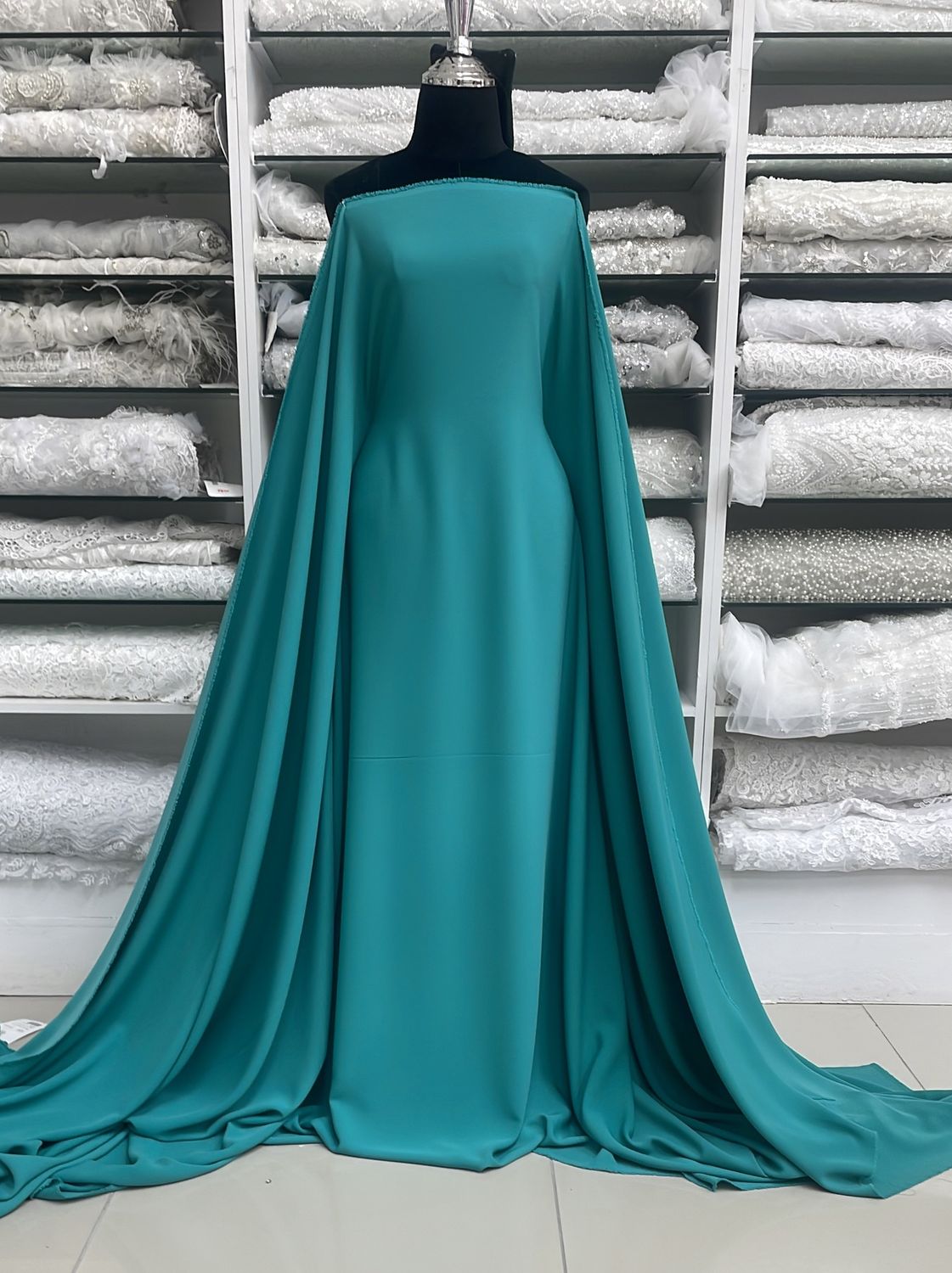 [ 15217 ] Crepe Victoria/150cm/5g/Robbin Egg Blue per Meter
