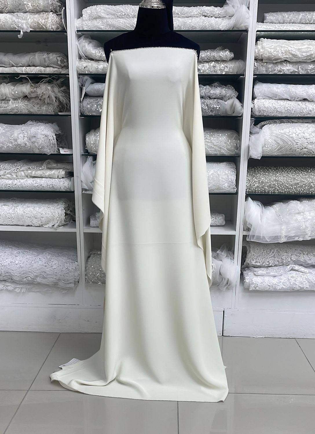 [ CR-CA-6012-030 ] Crepe Cadine 140cm - Ivory per Meter