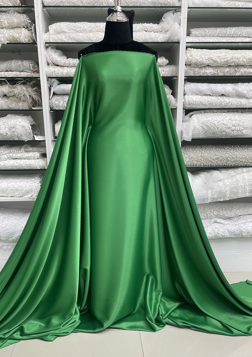 [ SAD-PO-7096-14 ] SatinDiamondStretch150cm-EMERALD per Meter