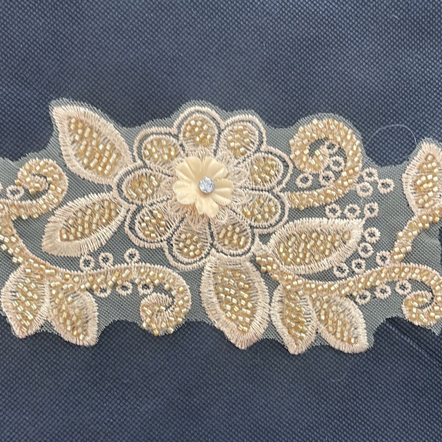 [ 23373 ] Lace Braid Beaded-LABB-10cm-GOLD-17 per Meter