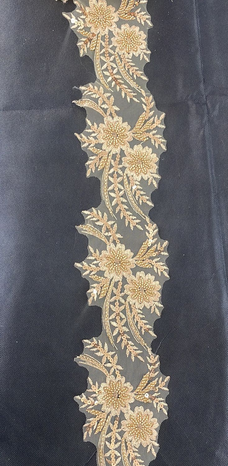 [ 23358 ] Lace Braid Beaded-LABB-11cm-GOLD-02 per Meter