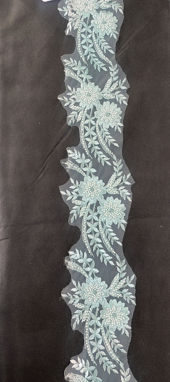 [ 23385 ] Lace Braid Beaded-LABB-11cm-BLUE-08 per Meter