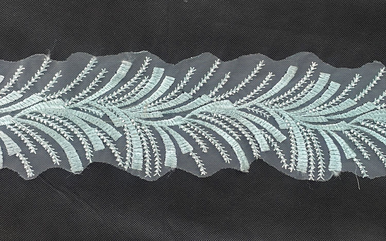 [ 23361 ] Lace Braid Beaded-LABB-12cm-AQUA-05 per Meter