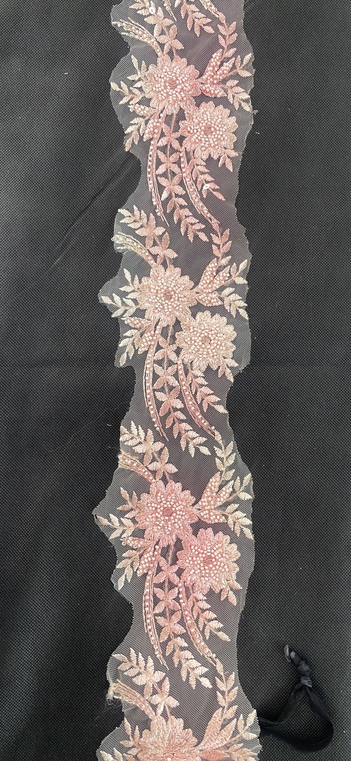 [ 23382 ] Lace Braid Beaded-LABB-11cm-CORAL-04 per Meter