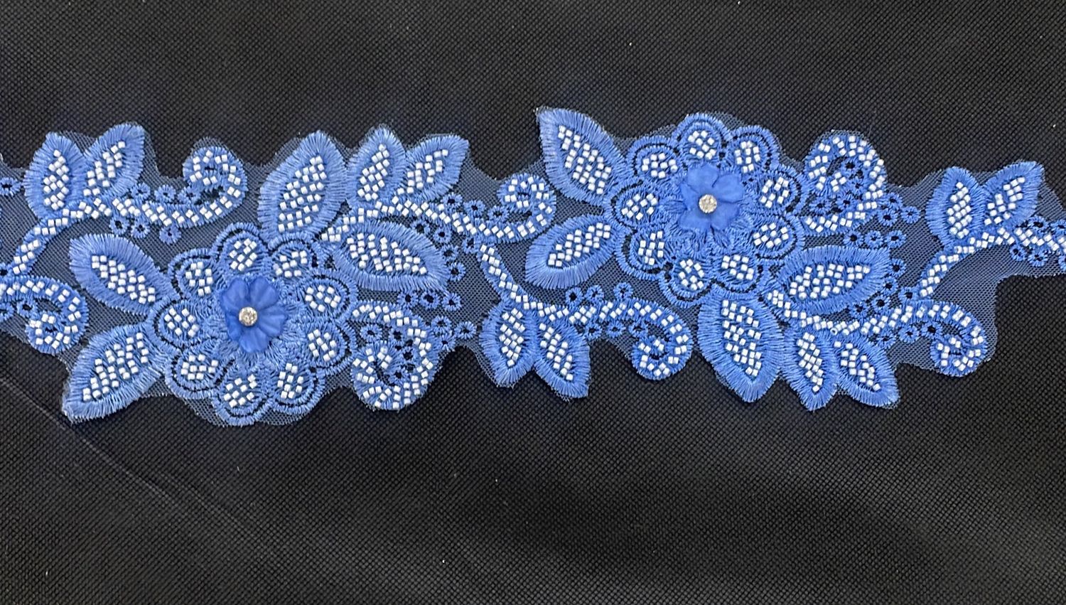 [ 23380 ] Lace Braid Beaded-LABB-10cm-ROYAL BLUE-20 per Meter