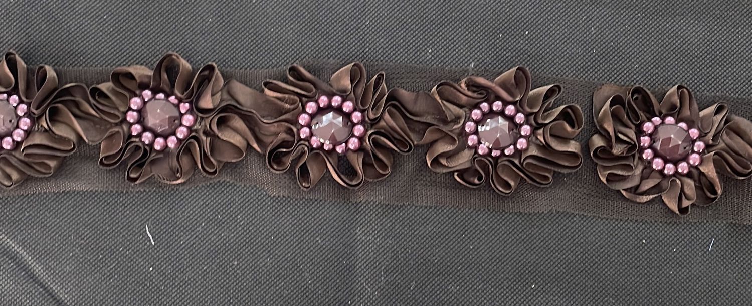 [ BRFB-SF-2011-9 ] Braid Ribbon Floral Beaded-Brown per Meter