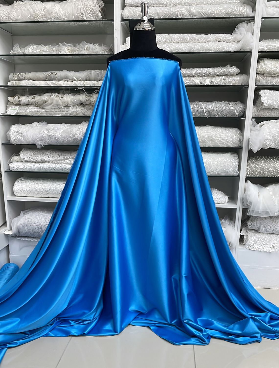 [ 25222 ] MILANO Satin Stretch-Lux-150cm-130-DIVA BLUE per Meter