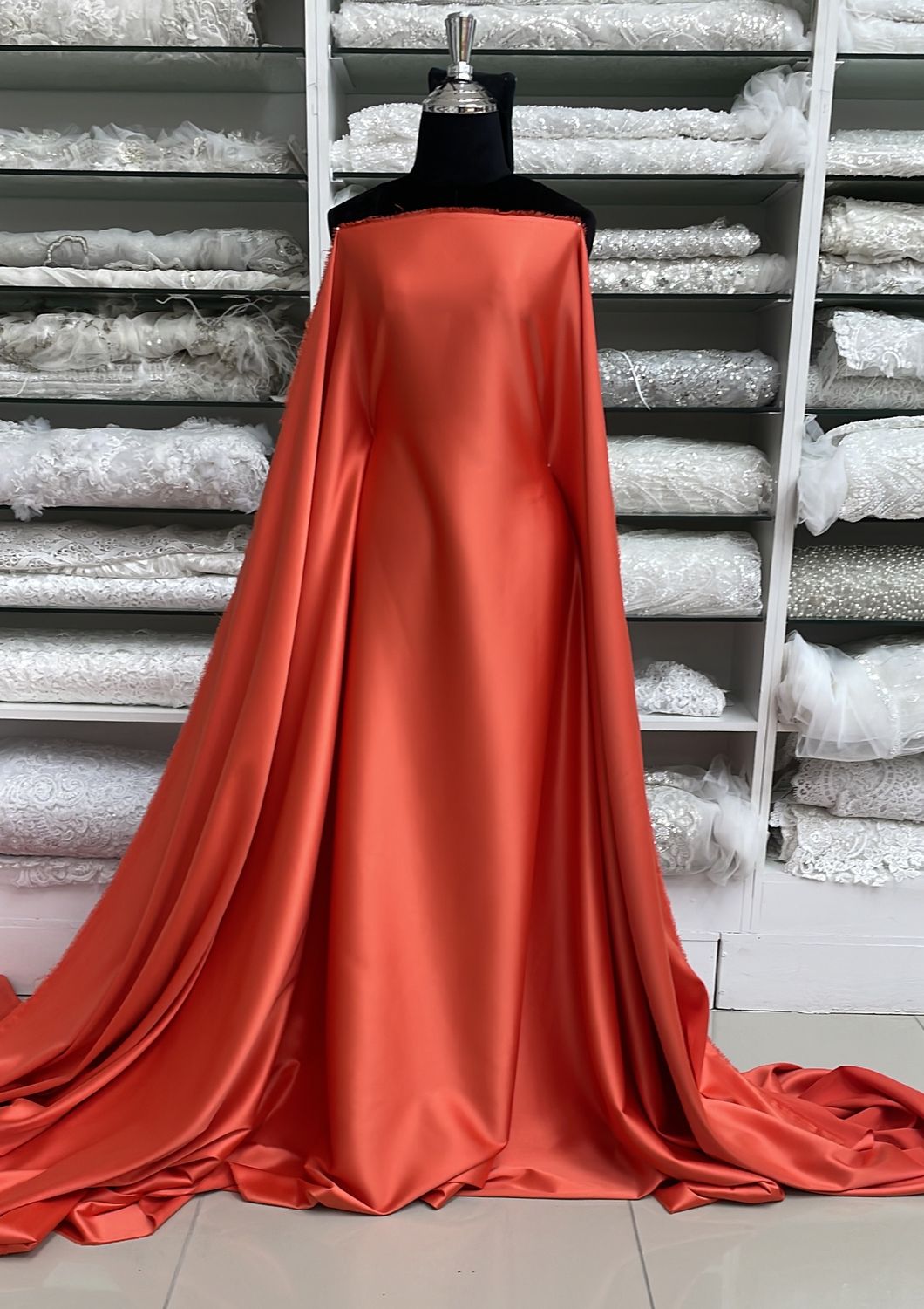 [ 24674 ] MILANO Satin Stretch-Lux-RU-150-06-Coral per Meter