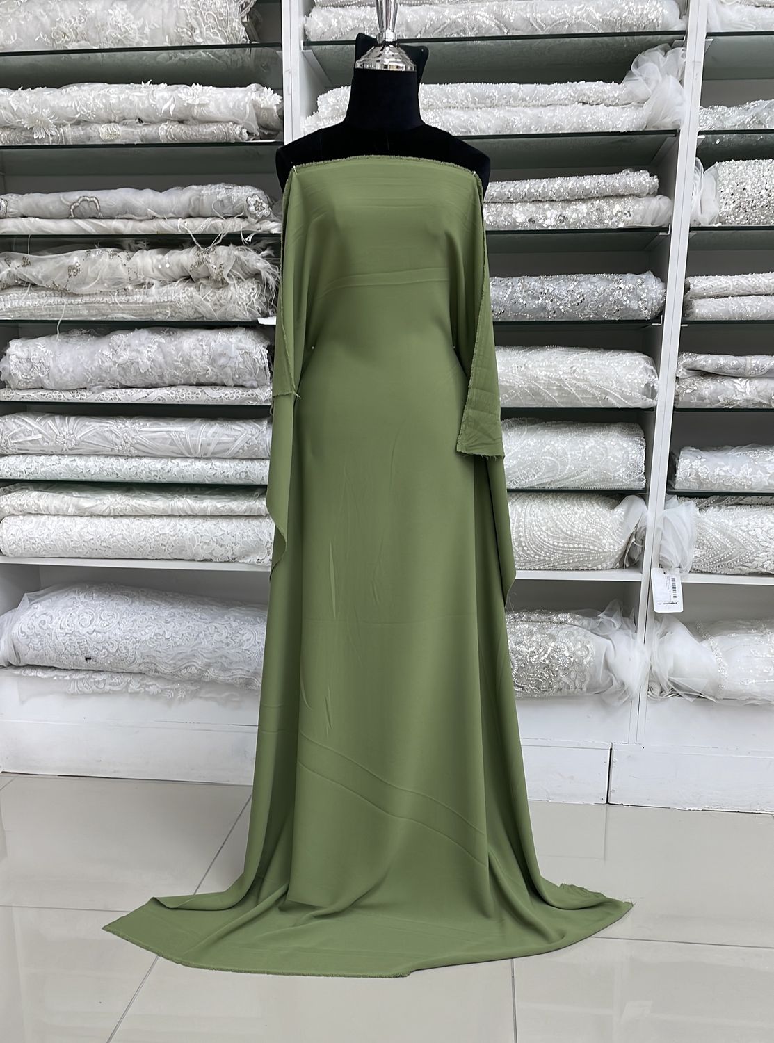 [ 15202 ] Crepe Victoria/150cm/5g/Fern Green per Meter